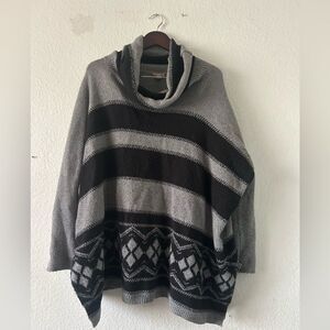 J Jill Gray Asymmetrical Cowl Neck Sweater Oversized Winter Cabincore Normcore